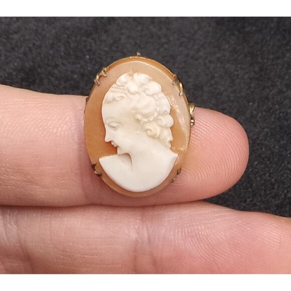 Antique Victorian Shell Cameo White Lady Brooch Pendant - Picture 4 of 5